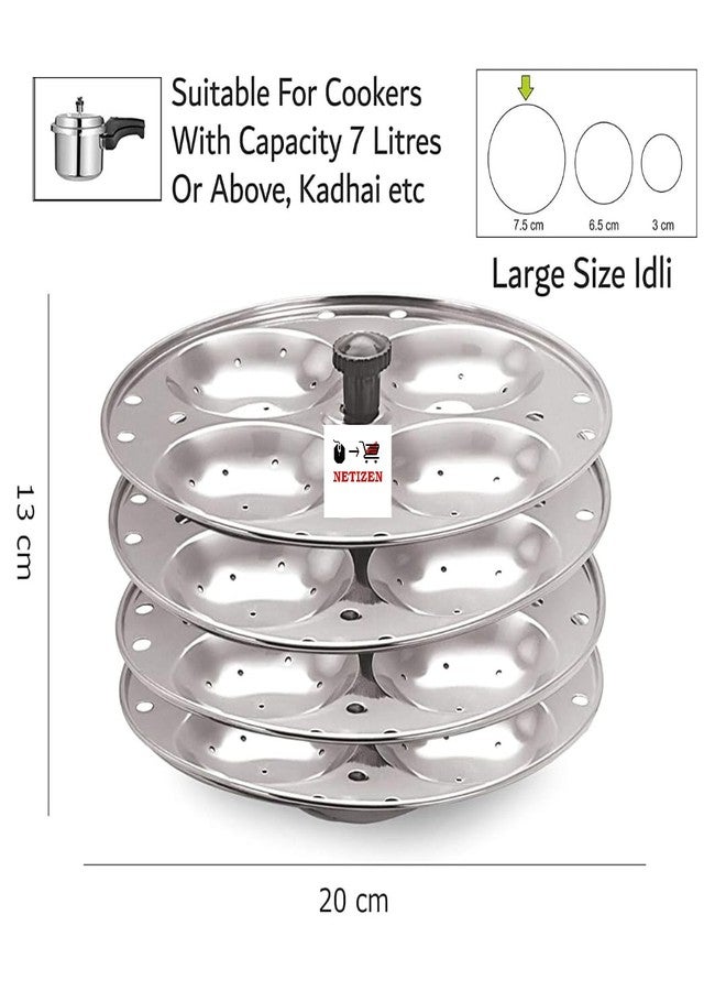 Netizen Non-Stick Stainless Steel Large Size Idli Stand/Idli Maker Makes soft idlis easy at Home, idli maker stainless steel, idly maker, steel idli maker, idli stand (4 Plate (16 Idli)) - Image 2